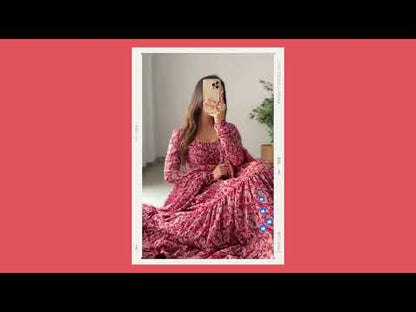 Pure Soft Fox Georgette Kalamkari Print Ruffle Anarkali