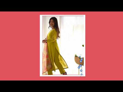 Viscose Fabric Straight Fit Kurta With Dupatta Set