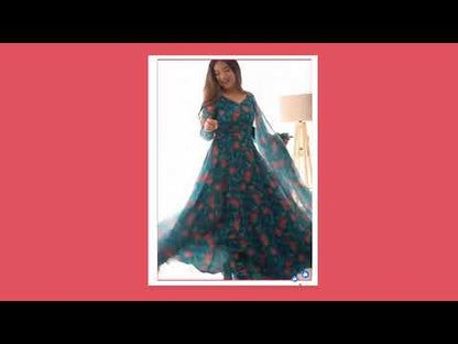 Floral Anarkali Gown Dress