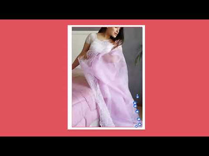 Baby Pink Organza Saree