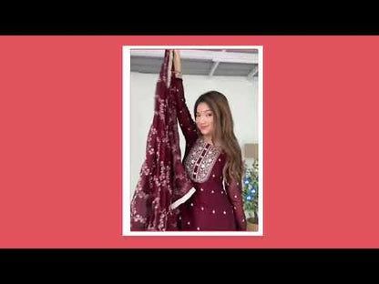 Rangoli Fabric Straight Fit Kurta With Dupatta Set