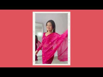 Ready To Wear Pure Chiffon Silk Saree With Bandhani Print