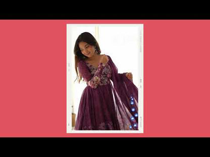 Floral Organza Silk Anarkali Kurtis