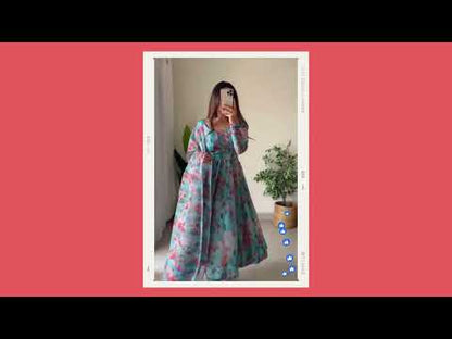 Pure Tabby Silk Organza Silk Anarkali Kurtis