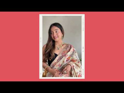 Pure Pashmina Kanchi Weaving Kashmiri Silk Saree