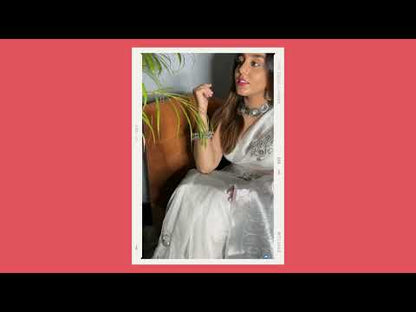 White Organza Saree With Gotta Patti Work