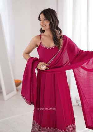 Pure Roman Silk Chanderi Anarkali Suit Set - Orgenza Store - digisoch