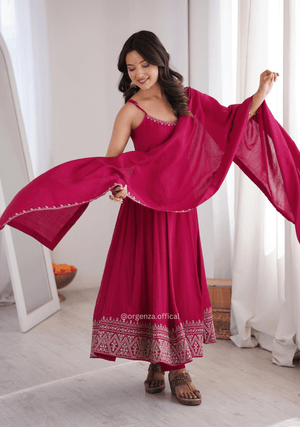 Pure Roman Silk Chanderi Anarkali Suit Set - Orgenza Store - digisoch