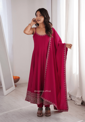 Pure Roman Silk Chanderi Anarkali Suit Set - Orgenza Store - digisoch