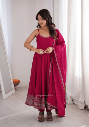 Pure Roman Silk Chanderi Anarkali Suit Set - Orgenza Store - digisoch