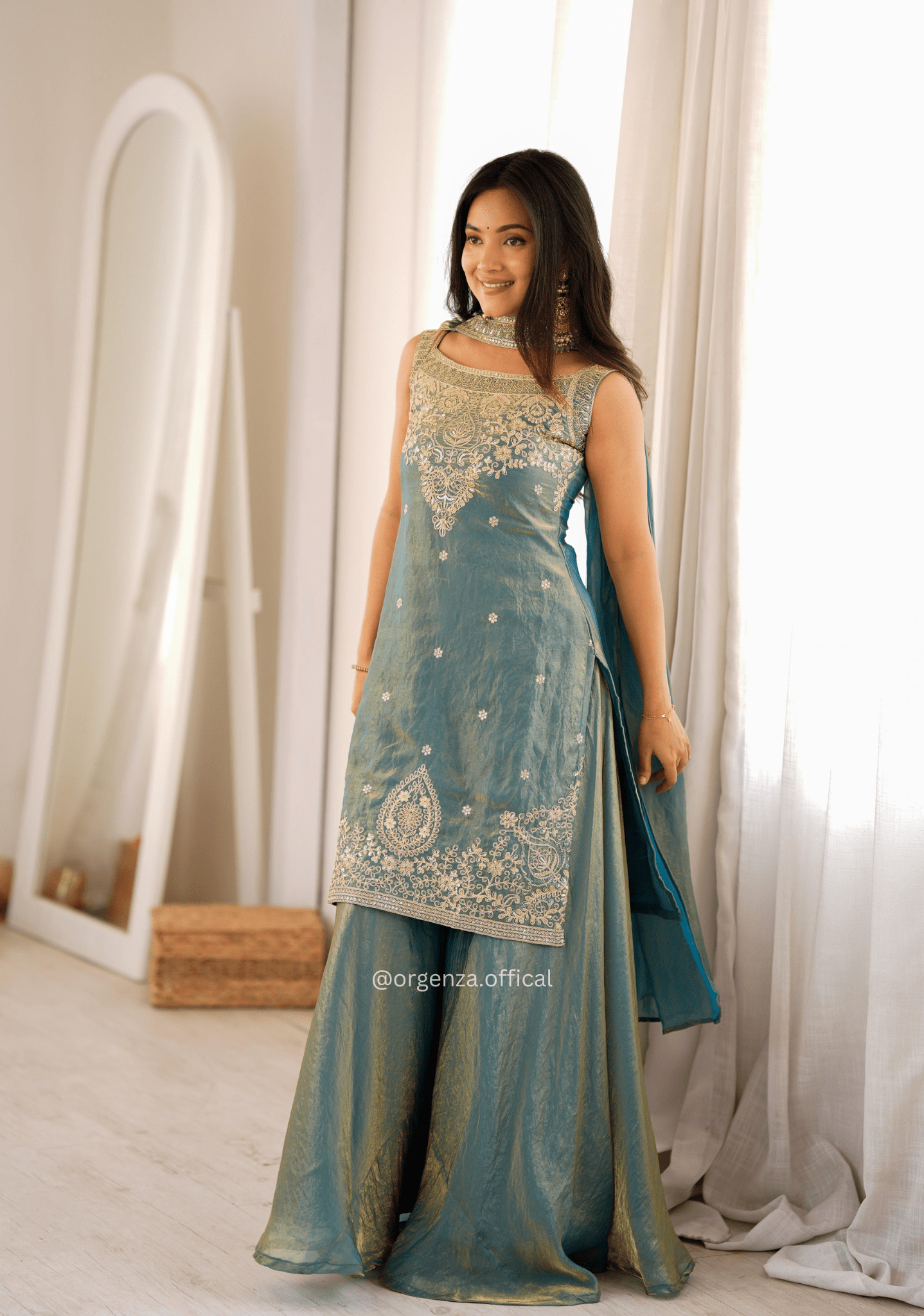 Pure Soft Fendy Silk Sharara Suit Set - Orgenza Store - digisoch