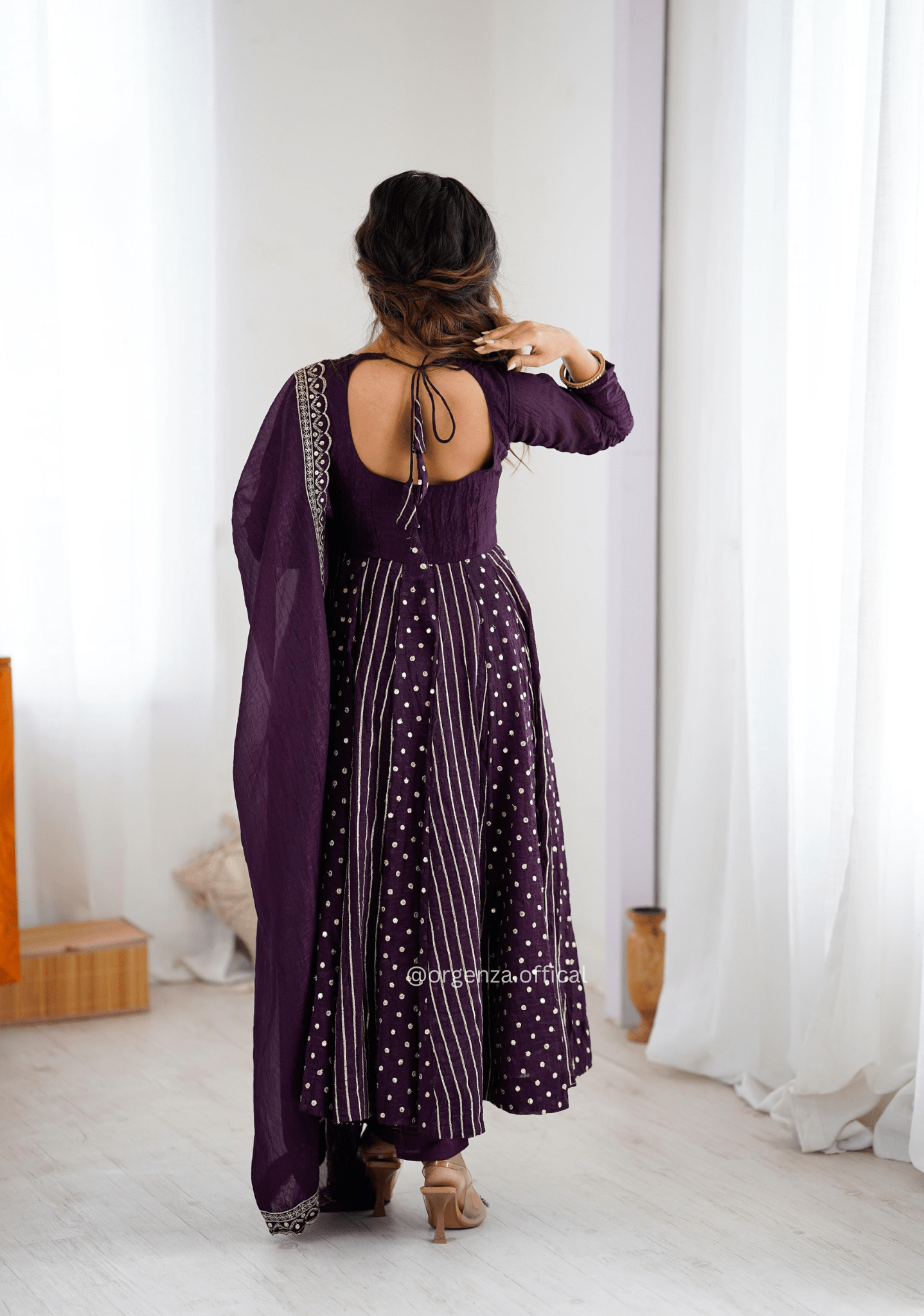 Purple Colour Crunchy Silk Anarkali Kurti - Orgenza Store - digisoch