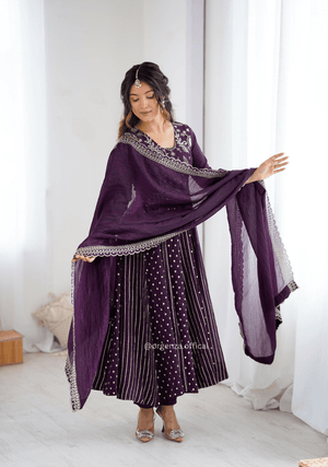 Purple Colour Crunchy Silk Anarkali Kurti - Orgenza Store - digisoch