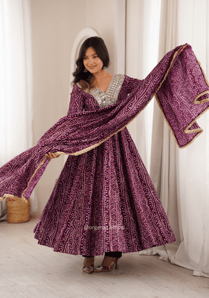 Rayon Mirror Embroidered Gown Set - Orgenza Store - digisoch