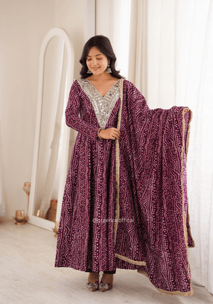 Rayon Mirror Embroidered Gown Set - Orgenza Store - digisoch