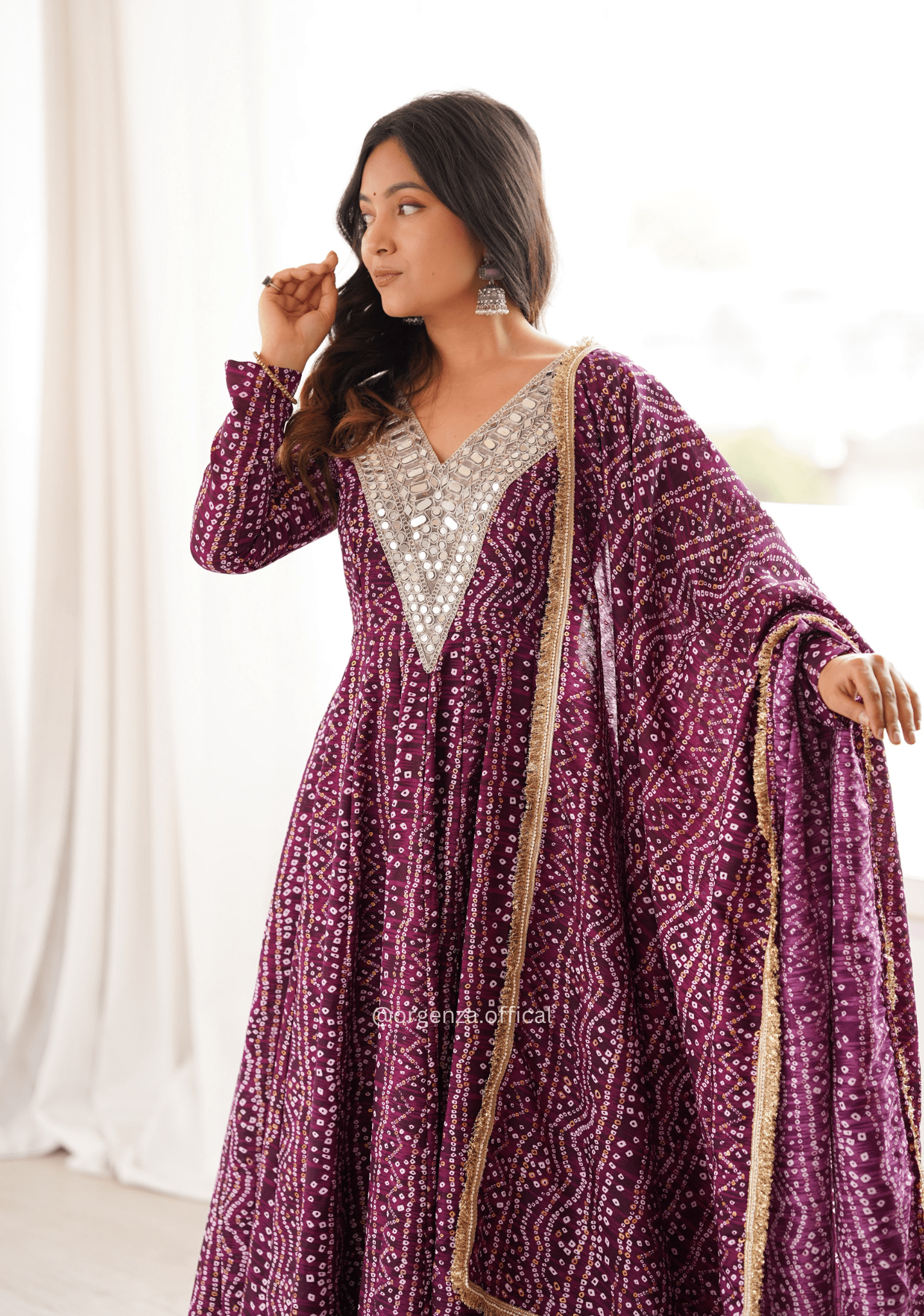 Rayon Mirror Embroidered Gown Set - Orgenza Store - digisoch