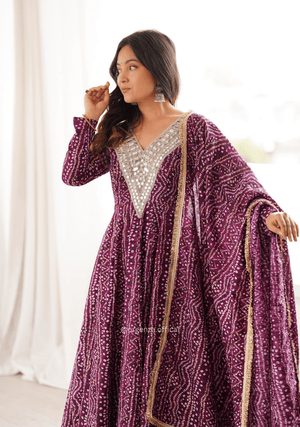 Rayon Mirror Embroidered Gown Set - Orgenza Store - digisoch