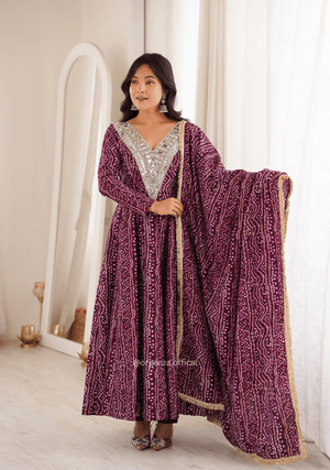 Rayon Mirror Embroidered Gown Set - Orgenza Store - digisoch