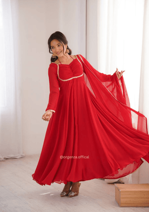 Red Fox Georgette Anarkali Gown Set - Orgenza Store - digisoch