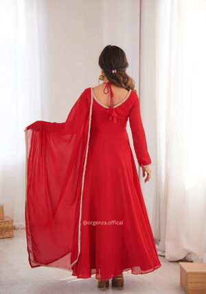 Red Fox Georgette Anarkali Gown Set - Orgenza Store - digisoch