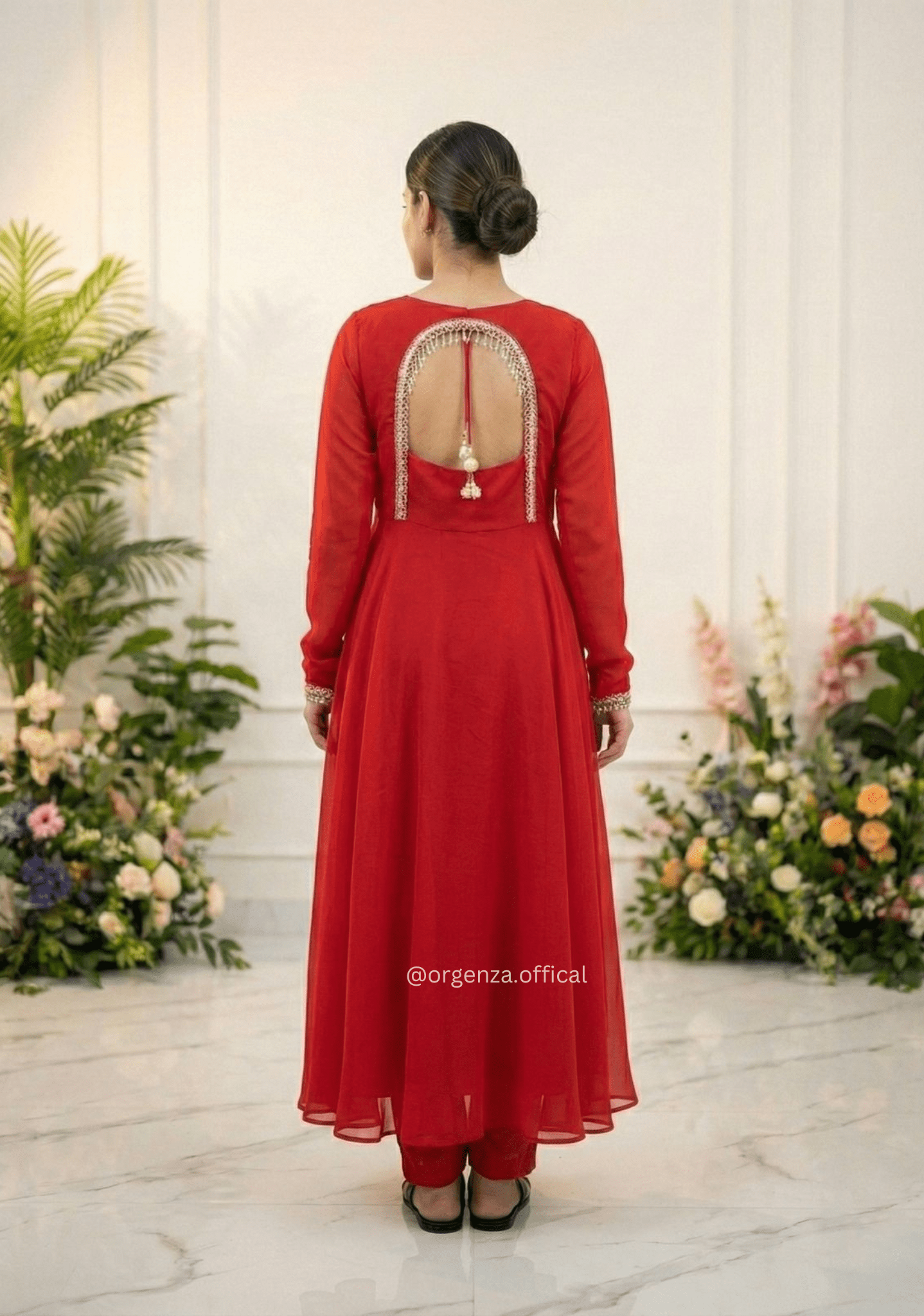 Red Fox Georgette Gown with Dupatta & Pant - Orgenza Store - digisoch