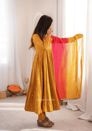 Roman Silk Anarkali Suit Set with Real Mirror Work - Orgenza Store - digisoch