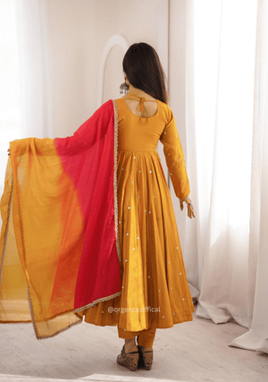 Roman Silk Anarkali Suit Set with Real Mirror Work - Orgenza Store - digisoch