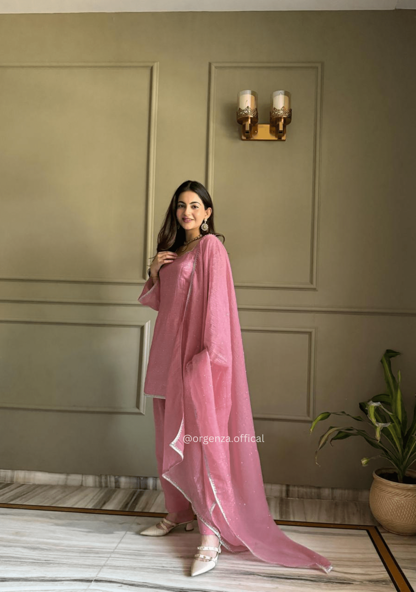 Royal Crunchy Silk Farshi Salwar Set with Swarovski Lace Dupatta for Women - Orgenza Store - digisoch
