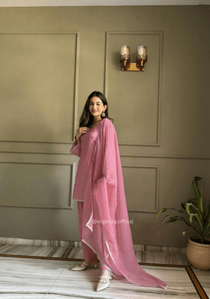 Royal Crunchy Silk Farshi Salwar Set with Swarovski Lace Dupatta for Women - Orgenza Store - digisoch