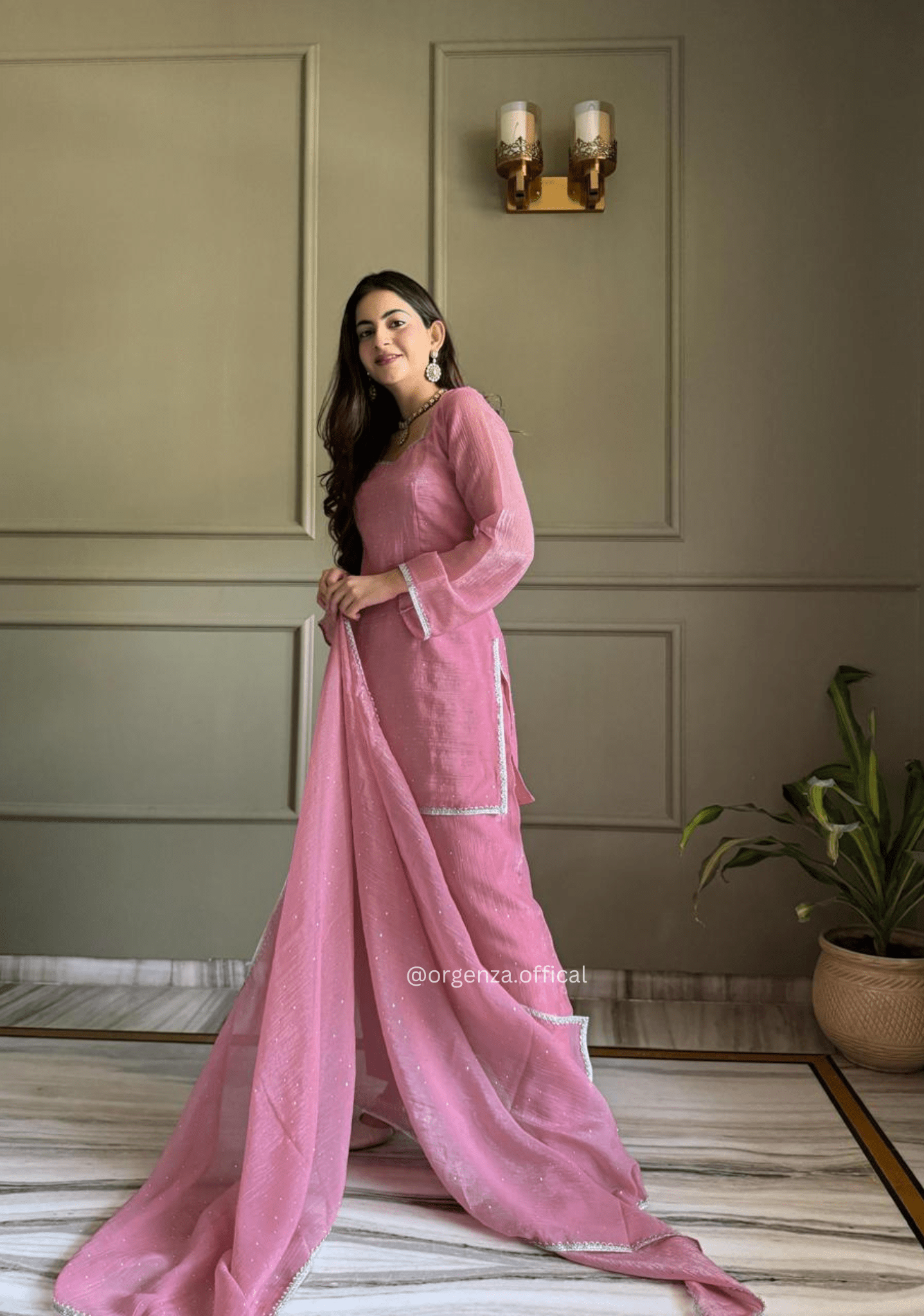 Royal Crunchy Silk Farshi Salwar Set with Swarovski Lace Dupatta for Women - Orgenza Store - digisoch