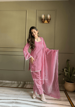 Royal Crunchy Silk Farshi Salwar Set with Swarovski Lace Dupatta for Women - Orgenza Store - digisoch