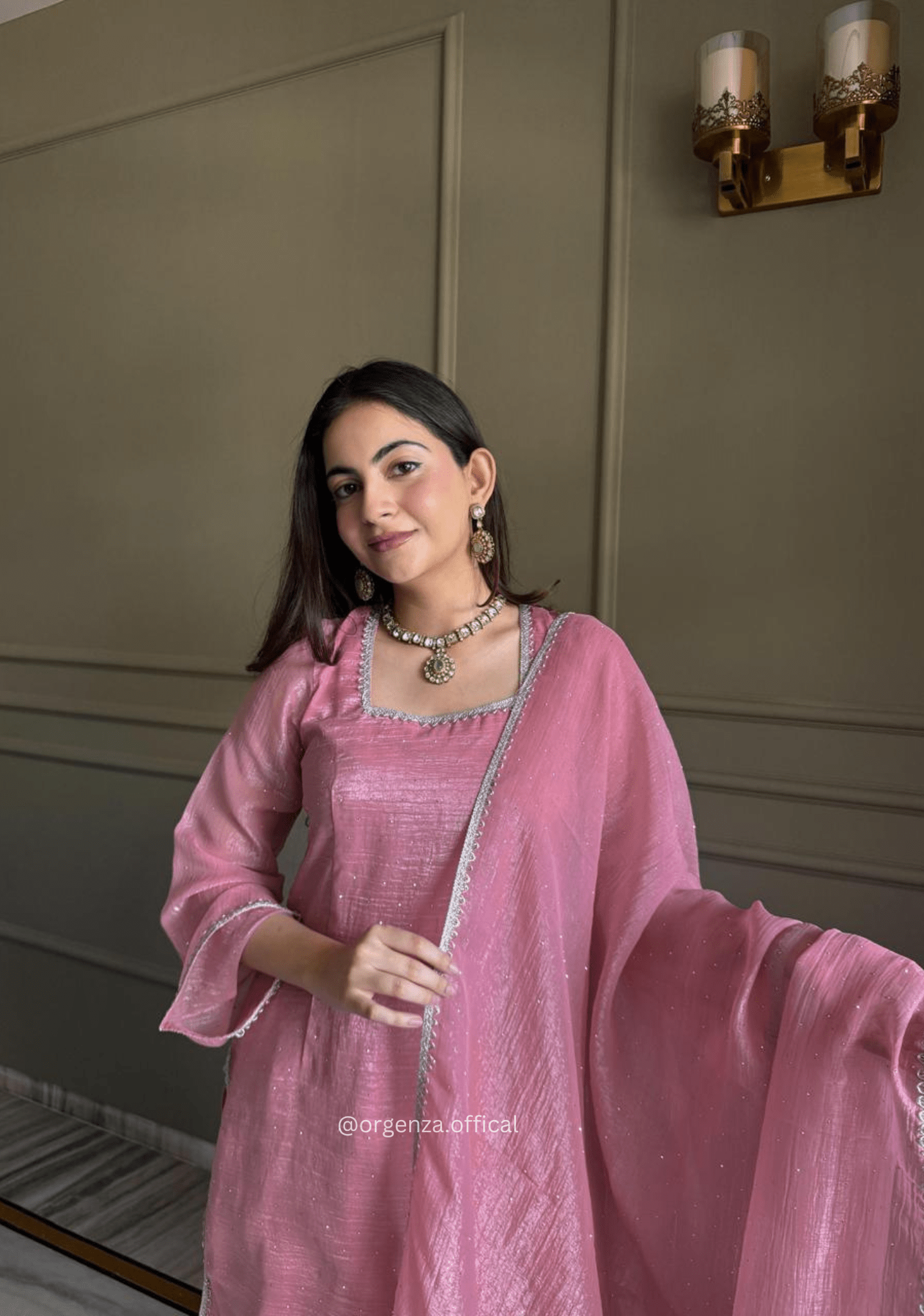Royal Crunchy Silk Farshi Salwar Set with Swarovski Lace Dupatta for Women - Orgenza Store - digisoch