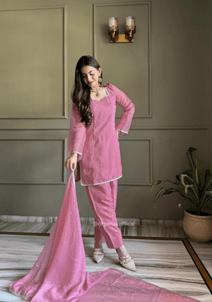 Royal Crunchy Silk Farshi Salwar Set with Swarovski Lace Dupatta for Women - Orgenza Store - digisoch