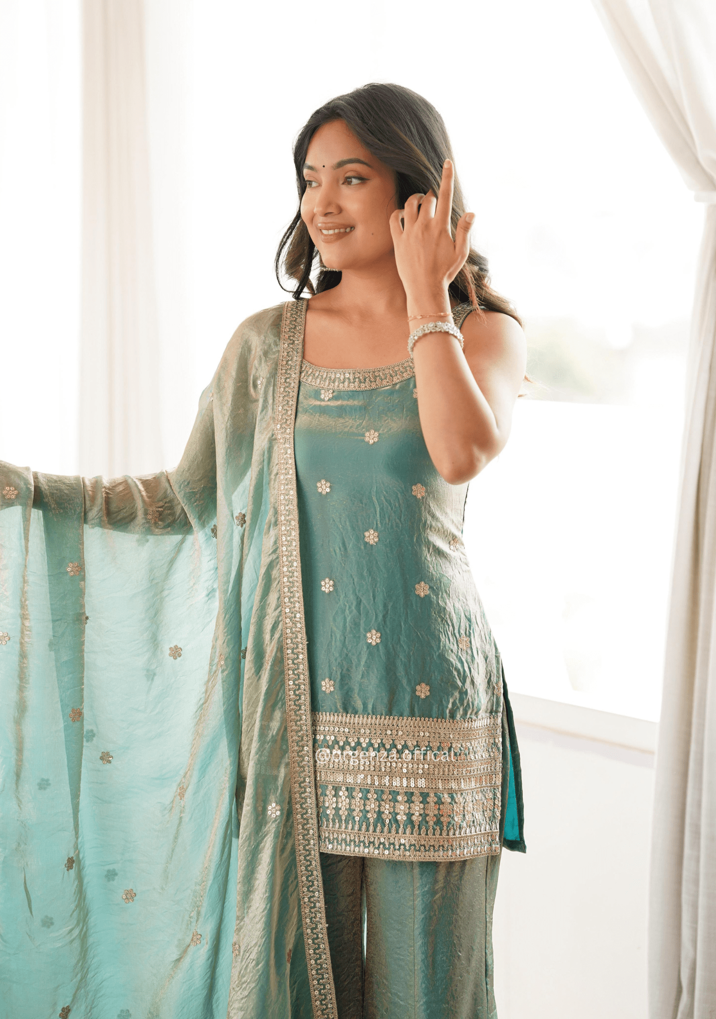Sea Green Frendy Silk Embroidered Kurta Set - Orgenza Store - digisoch