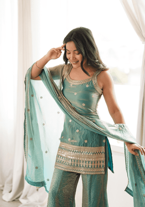 Sea Green Frendy Silk Embroidered Kurta Set - Orgenza Store - digisoch