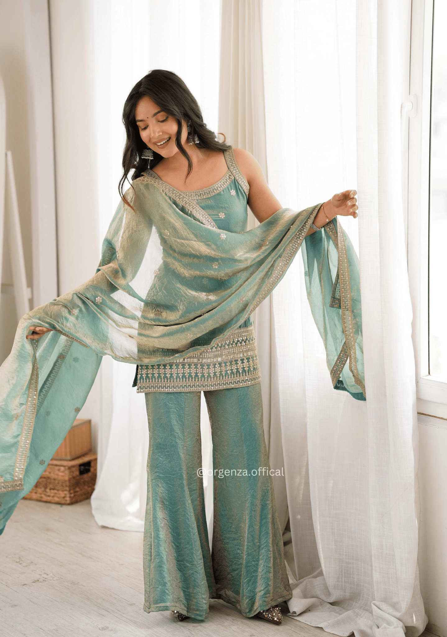 Sea Green Frendy Silk Embroidered Kurta Set - Orgenza Store - digisoch