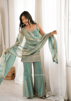Sea Green Frendy Silk Embroidered Kurta Set - Orgenza Store - digisoch