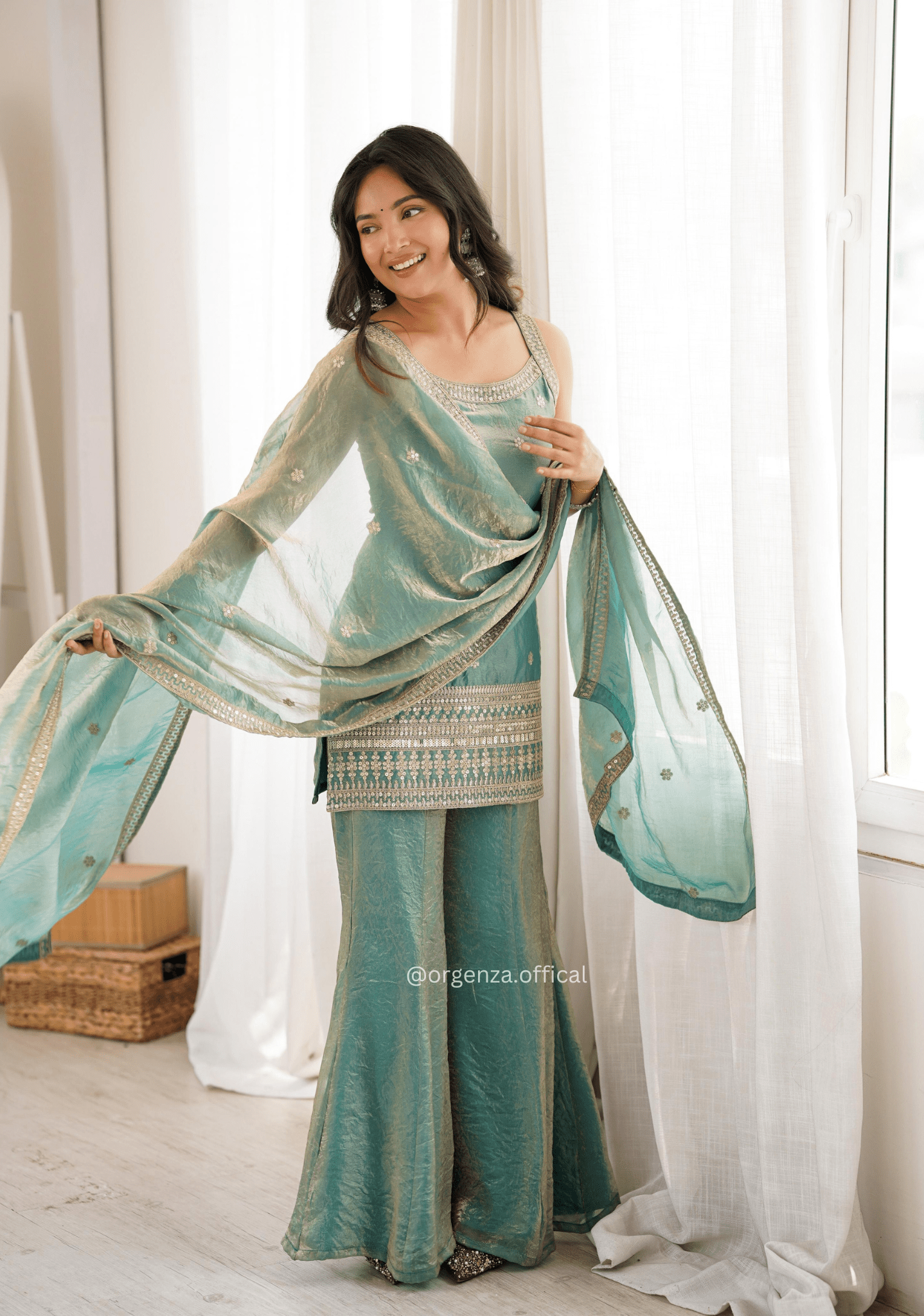 Sea Green Frendy Silk Embroidered Kurta Set - Orgenza Store - digisoch