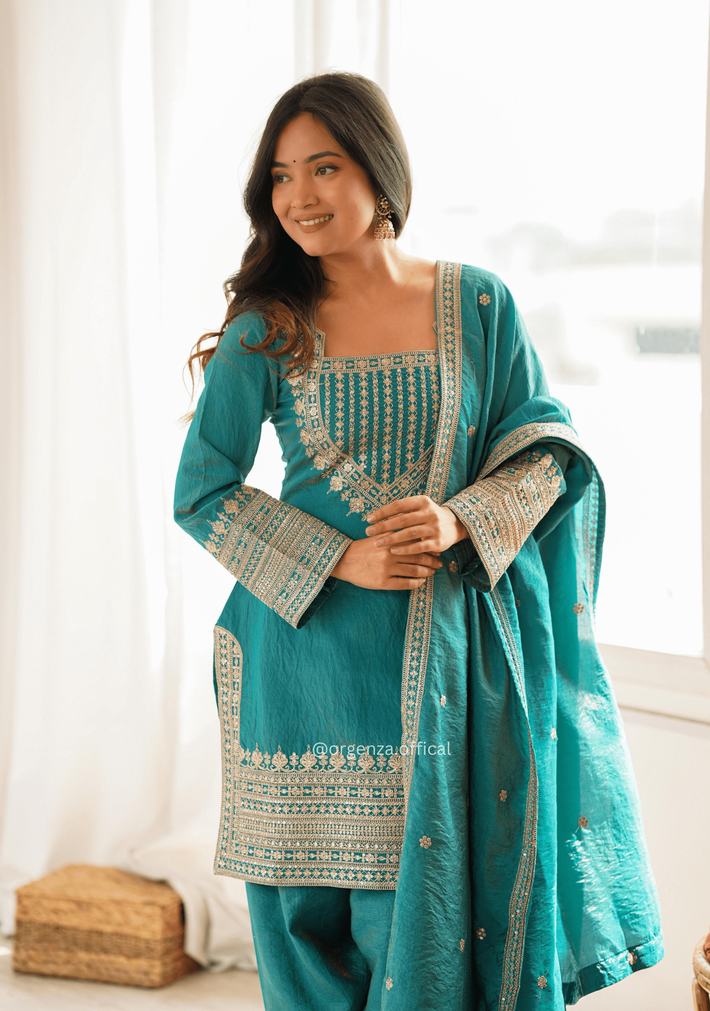 Sea Green NC Vichitra Silk Farshi Salwar Suit Set - Orgenza Store - digisoch