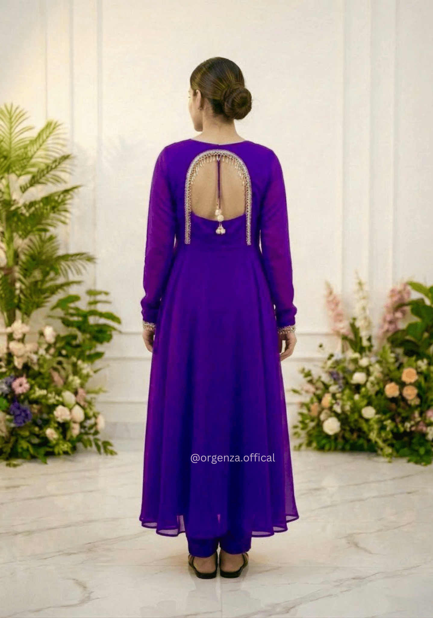 Violet Fox Georgette Gown with Dupatta & Pant - Orgenza Store - digisoch