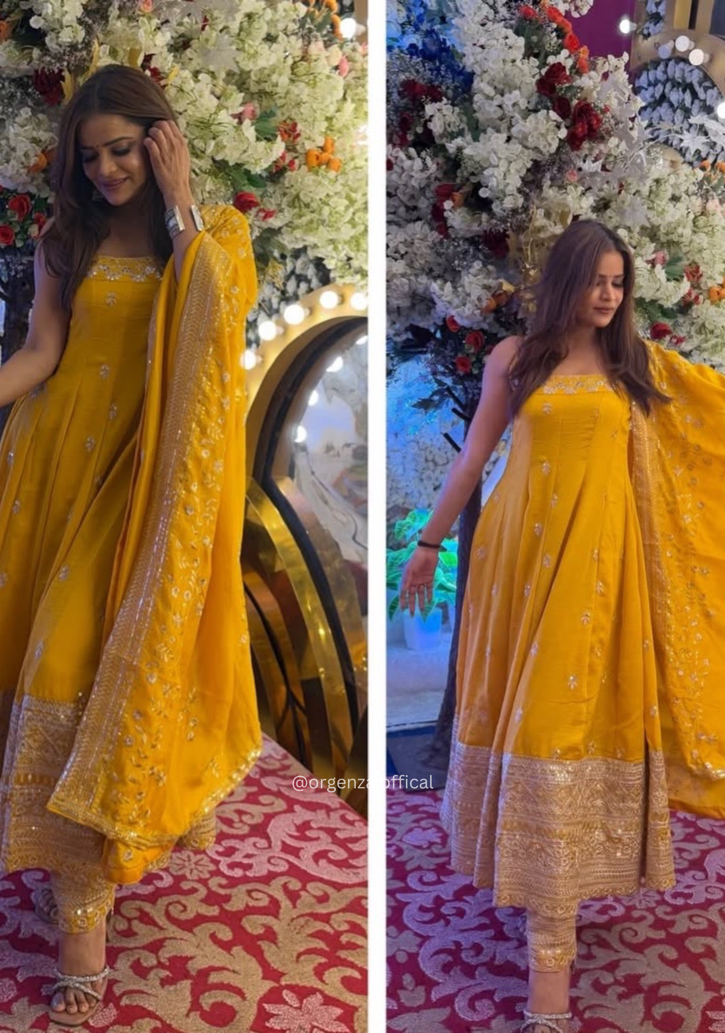 Yellow Vichitra Silk Anarkali Suit Set - Orgenza Store - digisoch