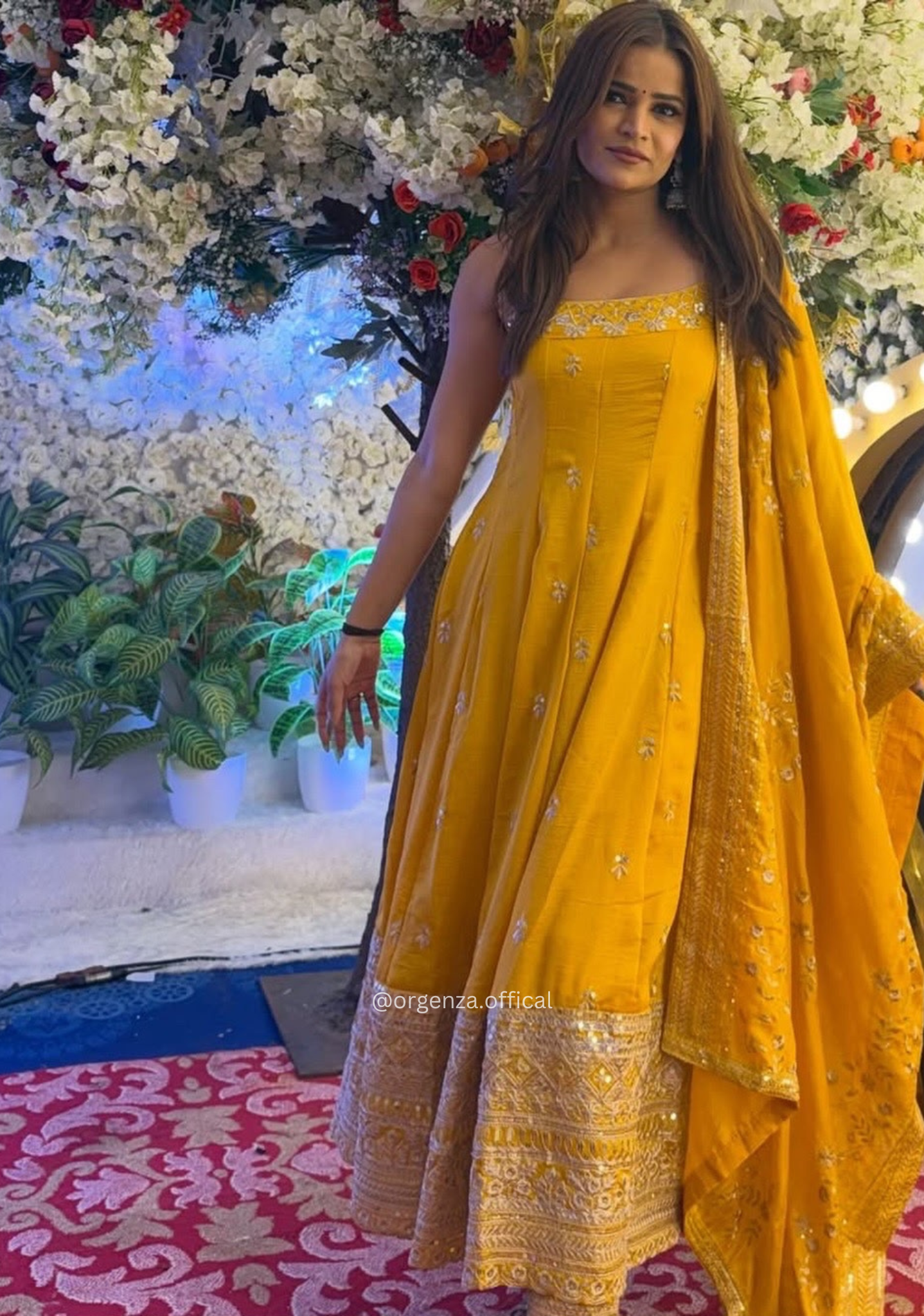 Yellow Vichitra Silk Anarkali Suit Set - Orgenza Store - digisoch