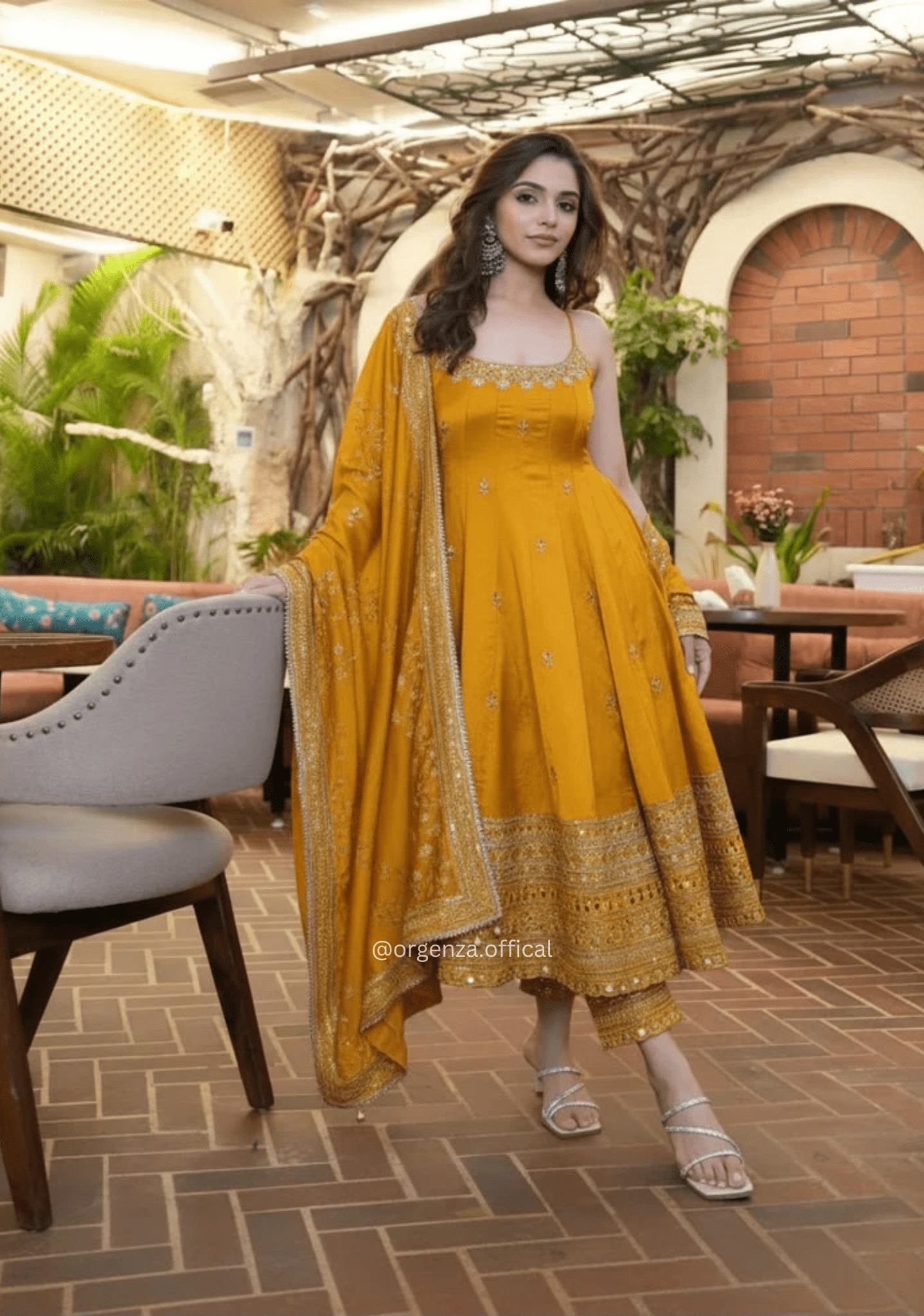 Yellow Vichitra Silk Anarkali Suit Set - Orgenza Store - digisoch