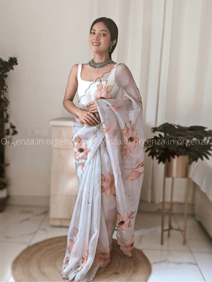 Pure Organza Silk Saree With Hand Work - Orgenza Store - digisoch