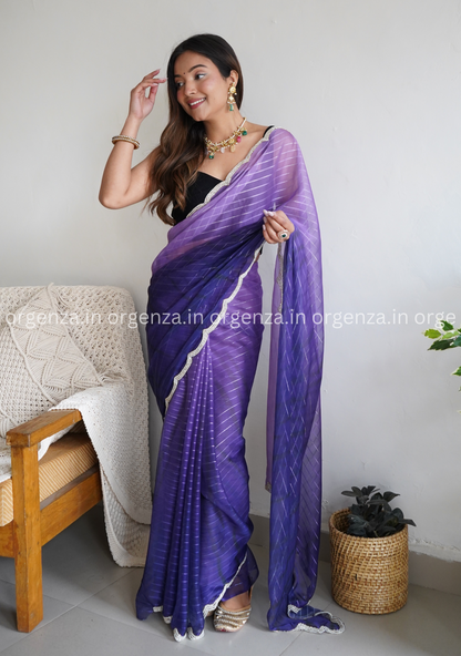 Purple Colour Soft Silk Saree With Handwork On Border - Orgenza Store