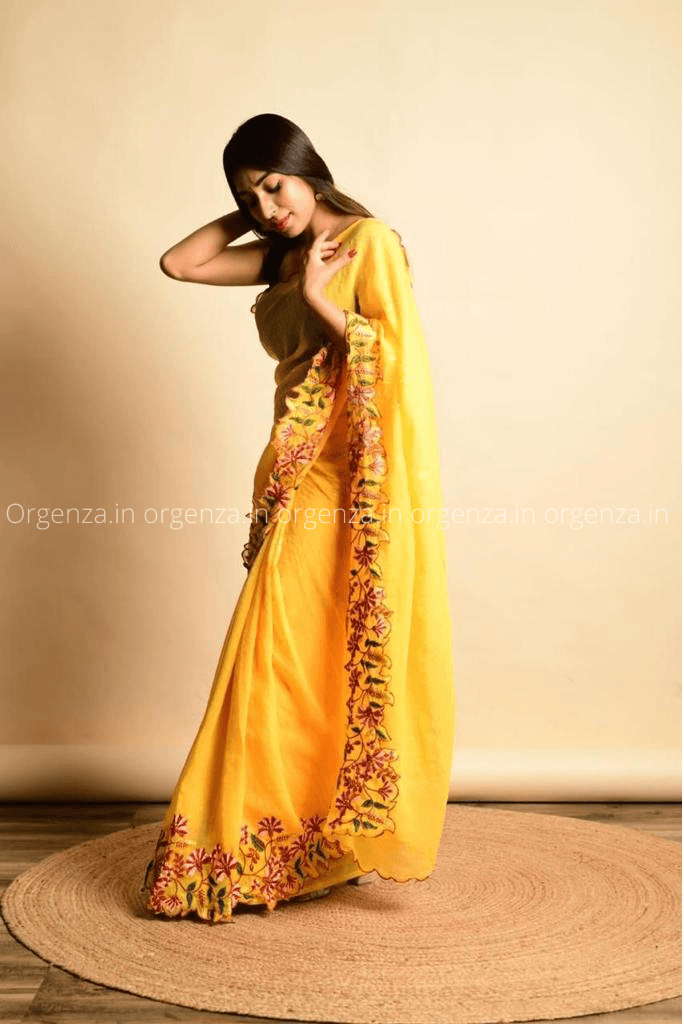 Yellow Colour Fox Georgette With Sequence saree - Orgenza Store