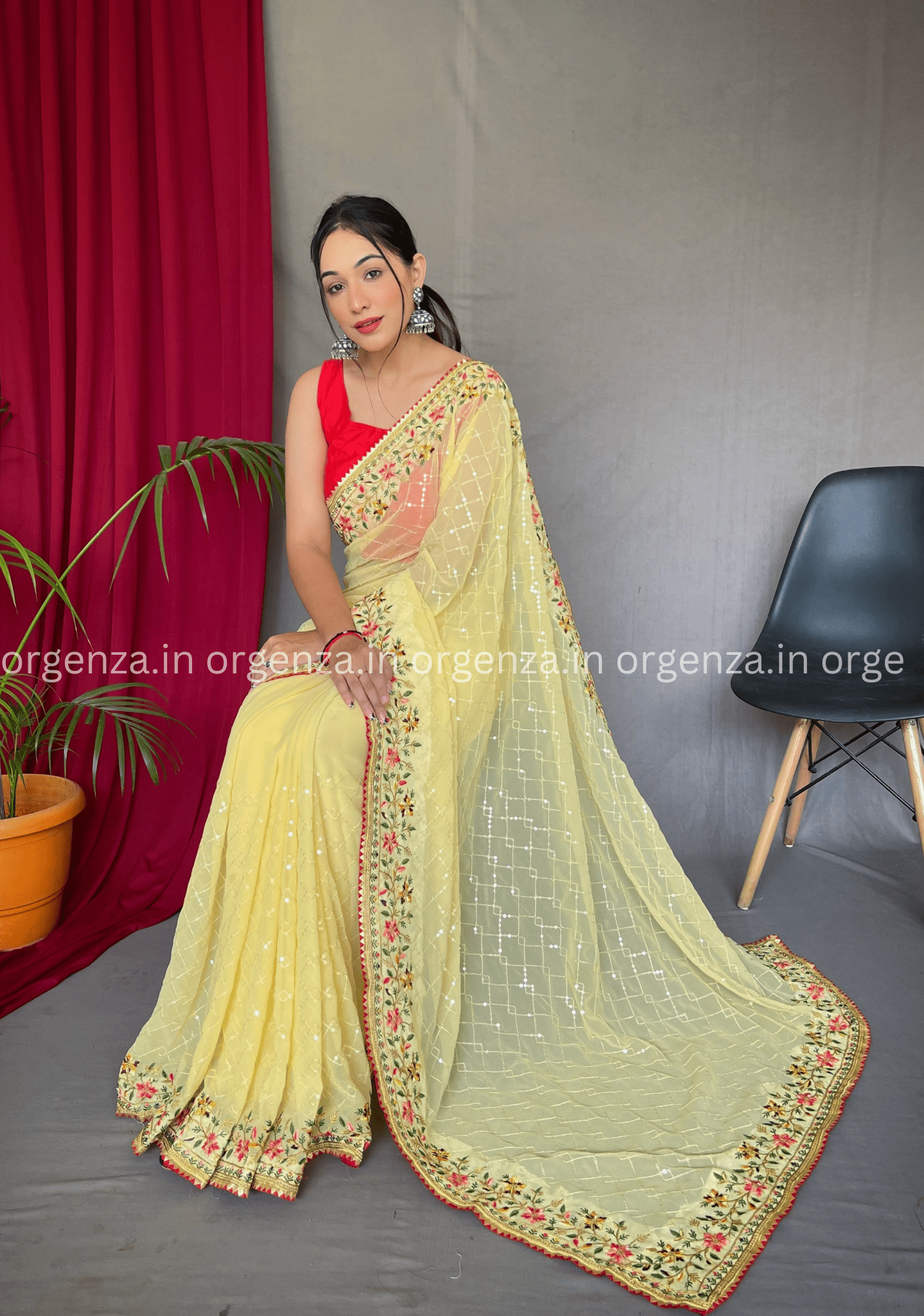 Pure Georgette Silk Saree With Sequence Work - Orgenza Store - digisoch