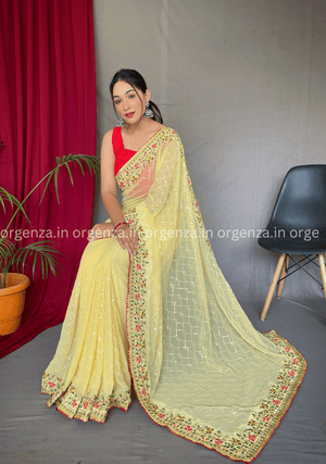 Pure Georgette Silk Saree With Sequence Work - Orgenza Store - digisoch