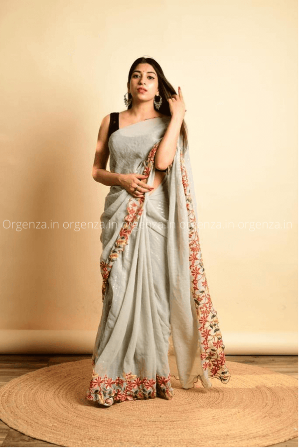 Soft Fox Georgette Saree With Sequence - Orgenza Store