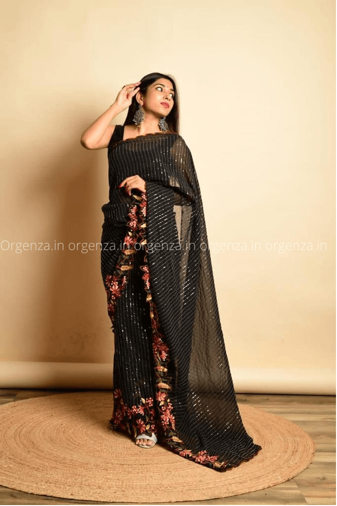 Fox Georgette Silk Saree With Sequence Work - Orgenza Store